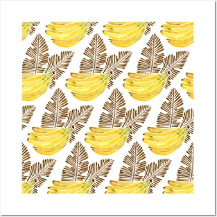 Sepia Bananas Pattern Posters and Art